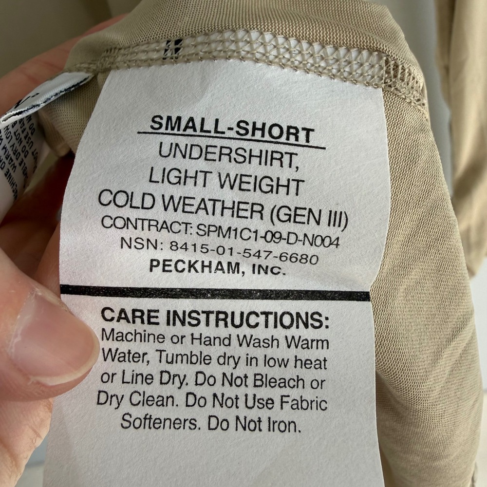 NWT MILIKEN Conceal NTS Military Long Sleeve Tan Lightweight Mens Undershirt, S - Picture 6 of 6